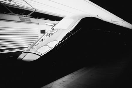 train, black and white, transport, platform thumbnail