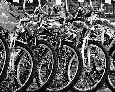 Grayscale Photo of Bicycles thumbnail