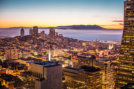 San Francisco Bay Area Beautiful Sunset Evening Cityscape thumbnail