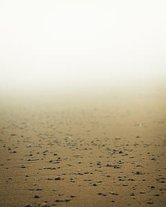pebbled and stones on sand during foggy season thumbnail