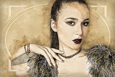 painting of woman wearing necklace and bracelet thumbnail