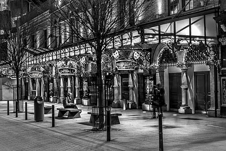 grayscale photo of couple near building thumbnail