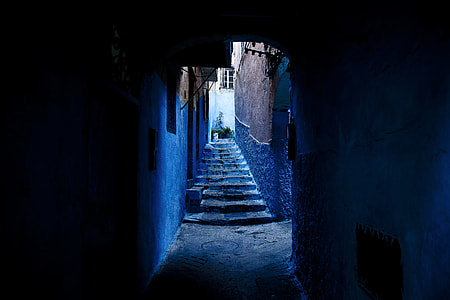 gray concrete hallway with blue light thumbnail