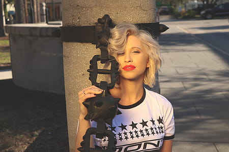 Women's White and Black Ringer Tee thumbnail