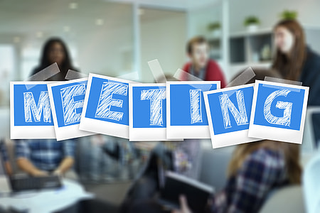 Meeting text on clear glass thumbnail