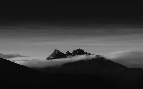 grayscale photo of mountain thumbnail