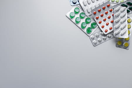 Medicine pills in packs. Full screen background thumbnail