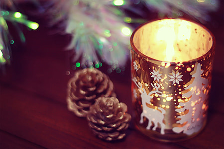 brass plated steel raindeer print tealight holder thumbnail