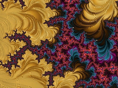 red, brown, and blue abstract painting thumbnail