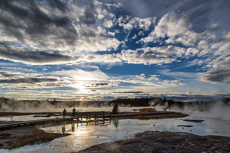 Clouds and sky over the scenic landscape at Yellowstone National Park, Wyoming thumbnail
