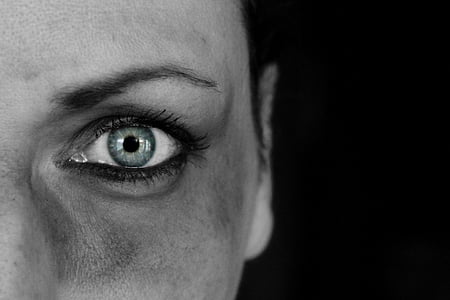 focus photography of person's left eye thumbnail