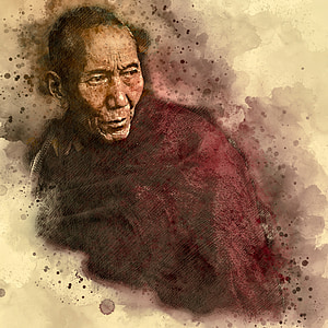 man wearing red top painting thumbnail