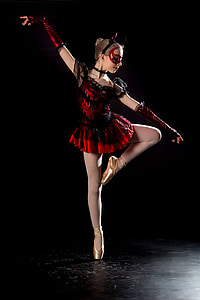 woman wearing red and black ballerina dress thumbnail