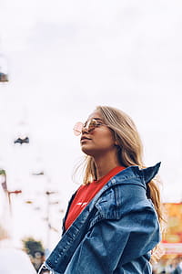 Woman In Jean Jacket Photo thumbnail