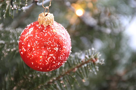 selective focus photograph of red bauble ball thumbnail