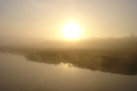 lake near forest during sunset thumbnail