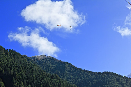 forest mountain under white clouds thumbnail