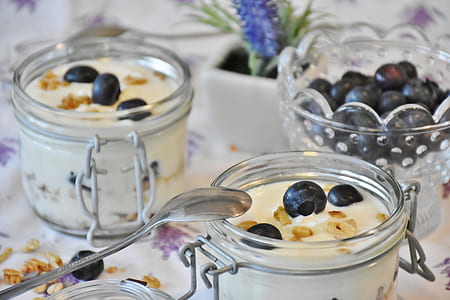 photo of blue berry parfait in clear glass air tight jar thumbnail
