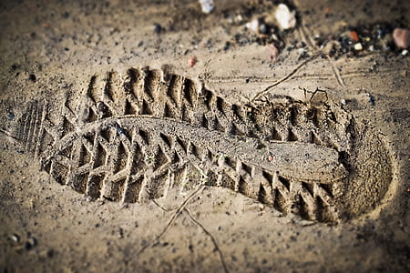closeup photo of shoe step on soil ground thumbnail