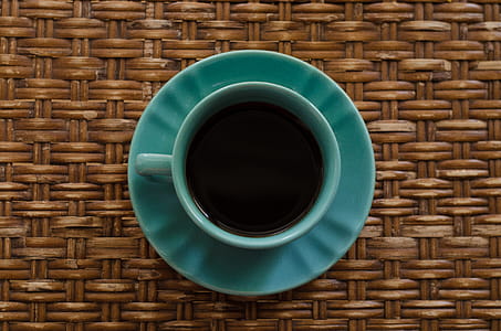 Teal Ceramic Mug on Saucer thumbnail
