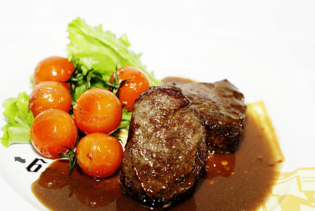 meat and vegetables on plate thumbnail