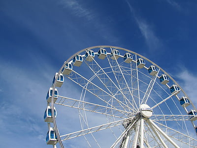 white and blue ferris wheel during daytime thumbnail