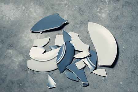 broken blue and white ceramic plate thumbnail