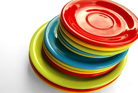 round assorted-color pile of plates thumbnail
