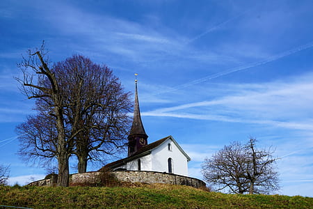 white and blouse church surrounded by green grass thumbnail