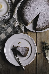 slice of cake on white ceramic plate thumbnail