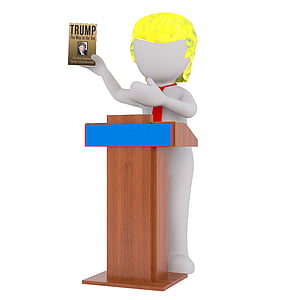 person holding Donald Trump book illustration thumbnail