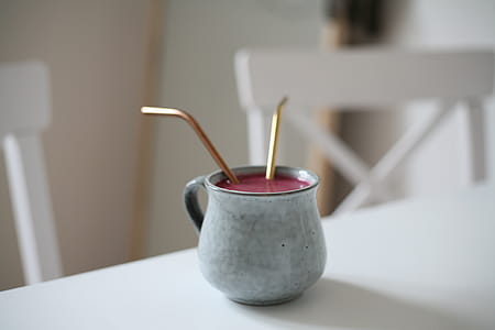 Gray Ceramic Mug With Pink Beverage thumbnail