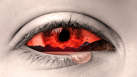 red eye with tears photo thumbnail
