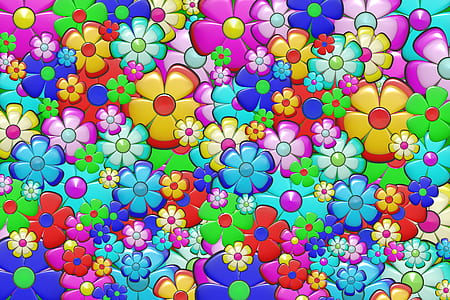 illustration of assorted-color petaled flowers thumbnail
