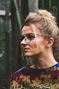 woman wearing black framed eyeglasses thumbnail