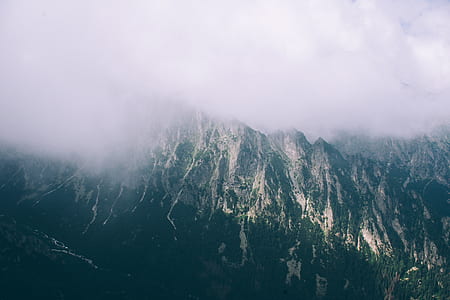 mountains, fog, foggy, mist thumbnail