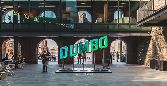 Dumbo signage near walking person near wall thumbnail