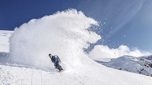person on snow mountain white snowboarding thumbnail
