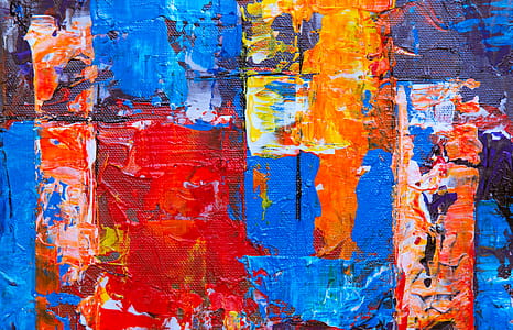 Red, Blue, and Orange Abstract Painting thumbnail