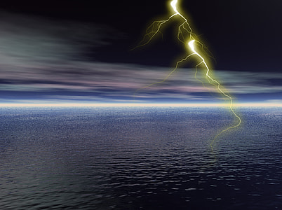 photo of lightning and body of water thumbnail