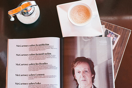 Overhead shot of coffee and magazines thumbnail