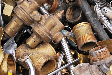 brass-colored pipe connectors lot thumbnail