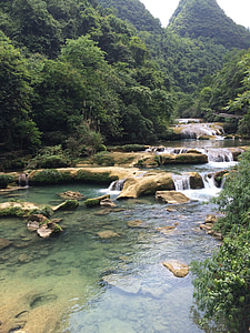 water flowing in river between trees thumbnail