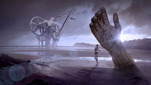 woman in abandon oil factory thumbnail