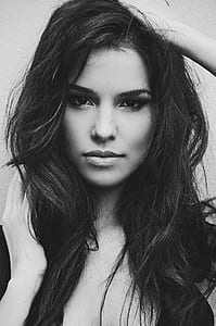 grayscale portrait photo of woman with long hair thumbnail