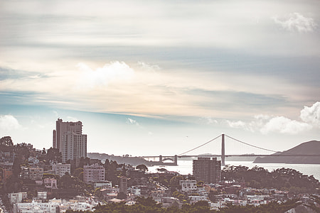 Houses of San Francisco Bay with Golden Gate Bridge Scenery thumbnail
