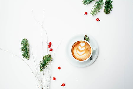 top view photo of white ceramic cup with cappuccino thumbnail