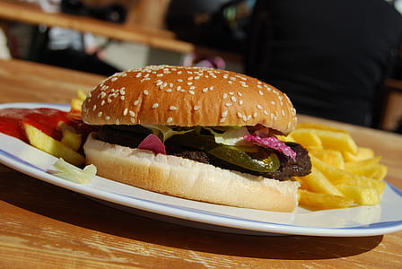 meat burger and fries thumbnail