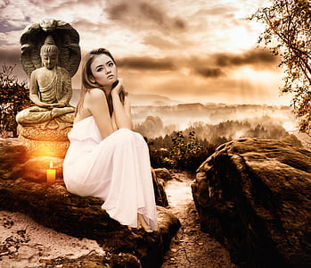woman in white sleeveless dress posing for photo thumbnail