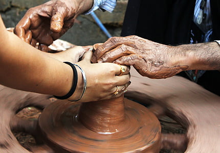 pottery, potter, learning, hands, close, close-up thumbnail